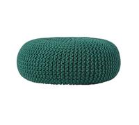 Grand Pouf rond tressé en tricot - Vert anglais - 70 x 23 cm
