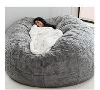 Grand pouf XXL confortable et housse idéal pour les enfants et les adultes, parfait pour le salon et la chambre à coucher, gris clair, 180 x 90 cm, rembourrage non inclus