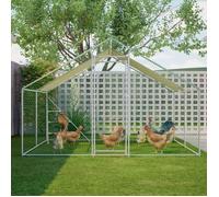 Grand Poulailler 3x4m - Volière d'extérieur en métal avec toit étanche et porte verrouillable - Enclos sécurisé pour POULAILLER