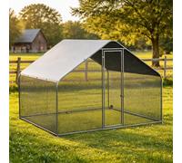 Grand Poulailler, Acier Galvanisé Parc Grillagé avec Toit Canards Et Lapins(6x3x2m)