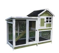 Grand Poulailler, Cage a Poules Extérieur Multifonctionnelle en Bois avec Toit, Voliere Oiseaux, pour Ferme et Jardin(Green,Small)