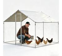 Grand Poulailler D'extérieur, Acier Galvanisé avec Toit, Résistant À l'hiver Et Aux Intempéries Grand Enclos pour Poules, Lapins Et Divers Petits Animaux(2x3x2m)