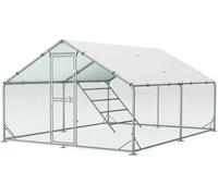 Grand poulailler en métal 3 x 2 x 2 m avec couverture de toit - Enclos résistant aux intempéries pour 6 à 10 poules avec accessoires et échelle