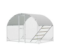 Grand poulailler en métal 3 x 2 x 2 m avec toit arqué et couverture de toit, enclos pour jardin, enclos extérieur résistant aux intempéries pour 6 à 10 poules avec accessoires et échelle