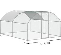 Grand poulailler en métal, acier galvanisé, 3x7,83x1,99 m, grillage de protection hexagonal, dôme 4x3x2m