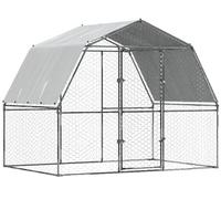 Grand poulailler en métal - Enclos extérieur 285 x 195 x 230 cm avec couverture de toit - Enclos pour poulailler de jardin résistant aux intempéries