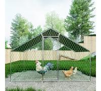 Grand Poulailler Métal 3x2x2m - Enclos Poule Extérieur avec Serrure de Sécurité, Anti Renard, Acier Galvanisé et Bâche PE Imperméable - Poulailler pour Poules, Lapins et Petits Animaux (3x2x2m)