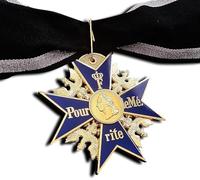 Grand POUR LE Merite 24 K vergoldet Kreuz-Medaille blau max Höchste Honor Repro