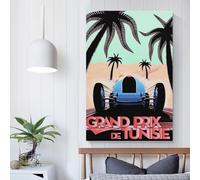 Grand Prix de Tunisie 26 mai 1933, affiche d'art, œuvres d'art, toile, affiche murale, décoration moderne pour la maison, décoration de fête d'anniversaire, 60 x 90 cm