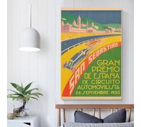 Grand Prix San Sebastian Espagne 1933, tableaux pour salon, peintures de rue, toile colorée, art mural pop moderne, décoration d'intérieur, tendue, prête à accrocher, 50 x 75 cm