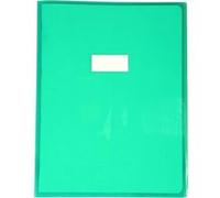 Grand protège cahier - 24x32cm - Vert transparent - Avec porte étiquette G