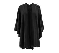 Grand pull tricoté sur le devant pour femme - Automne et hiver - Élégant châle - Cape de concert - Écharpe en peluche, Noir , taille unique