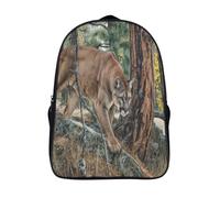 Grand puma Se faufiler entre les pins en automne Cartable Imprimé 3D Sac À Dos Pour Ordinateur Portable Unisexe Pour Enfants/étudiants/Adultes 16 inch