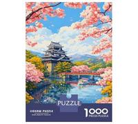 Grand Puzzle 1000 Pièces Adulte, Matsue Castle Cherry Blossoms, Loisir Créatif, Idée Cadeau Noël, Découpe Précise, 70x50cm/1000pcs