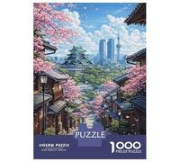 Grand Puzzle 1000 Pièces Adulte, Nagoya Castle with Cherry Blossoms, Loisir Créatif, Divertissement D’Hiver, Pièces Haute Qualité, 70x50cm/1000pcs