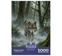 Grand Puzzle 1000 Pièces Adulte, Wolf in Misty Forest, Défi Casse-Tête, Activité Familiale De Noël, Pièces Haute Qualité, 38x26cm/1000pcs