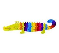 Grand puzzle crocodile en bois 27 pieces : lettre de l'alphabet - 55 cm de long - jeux educatif enfant - animaux - decoration chambre G