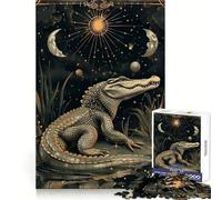 Grand Puzzle de 1000 pièces avec Cartes de Tarot de Crocodile, idéal pour Les Adolescents, pour Un entraînement Mental et Une détente décontractée, ou comme Cadeau d'anniversaire (38x26cm)
