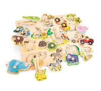 New Classic Toys Puzzle à chevilles 10441 Safari 16 pièces 100% bois certifié FSC