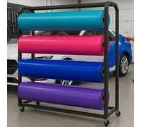 Grand Rack de Rangement en Tissu Commercial Textile, 10/12/14/16/18/20 Organisateur de Papier en Vinyle Mobile Roll avec des tiges suspendues réglables, Affichage de Salle de Couture/Rideau (10