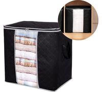 Grand rangement pour vêtements et literie, noir, tissu non tissé, 50x50x36 cm