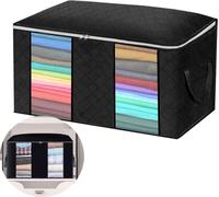 Grand rangement pour vêtements et literie, noir, tissu non tissé, 60x43x35 cm