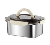 Grand récipient alimentaire de 2100 ml avec couvercle, boîte à déjeuner en acier inoxydable avec poignée pour salades, sandwichs, collations