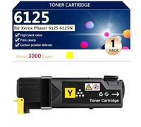 Grand Rendement 6125 Cartouche de Toner Compatible pour Xerox Phaser 6125 6125N Imprimante, 3000 Pages,Yellow-1 Pack