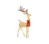 Grand renne de Noël lumineux H. 135 cm - renne lumineux extérieur 137 LED blanc chaud - noeud rouge