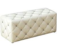 Grand repose-pieds cube en cuir blanc avec espace de rangement - Tabouret de canapé moderne à boutons en cristal pour salon et chambre à coucher 35 x 35 x 35 cm Ottoman élégant et fonctionnel