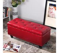 Grand repose-pieds de rangement en similicuir pour bout de lit ou couloir, siège rembourré, repose-pieds élégant pour salon et entrée