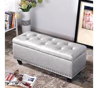 Grand repose-pieds de rangement pour extrémité de lit, siège rembourré en simili cuir, repose-pieds de couloir et coffre de rangement, design moderne