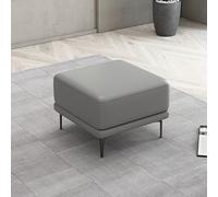Grand repose-pieds ottoman en cuir gris - Pouf élégant et tabouret à langer - Extrémité de lit polyvalente et table basse surdimensionnée pour salon (40 x 40 x 42 cm)