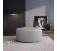Grand repose-pieds rond rembourré de qualité supérieure - Repose-pieds en peluche extra confortable pour salon, chambre à coucher et bureau - Gris clair, 40 cm de diamètre, 35 cm de haut
