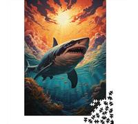 Grand Requin Blanc Attack 1000 Pièces Carton Épais Puzzle Premium Couple Partenaires Soulagement du Stress Décoration Murale Pack De Valeur 70x50cm/1000pcs
