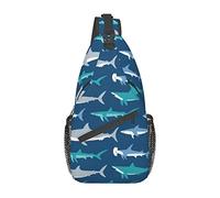 Grand Requin Blanc Bleu Petit Sac à bandoulière pour Femmes Hommes décontracté randonnée Dos Poitrine bandoulière