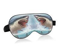 Grand requin blanc bouche ouverte avec dents vagues de la mer masques pour les yeux blocs de couverture masque de sommeil léger ombre couverture bandeau relaxant yeux couverture avec sangle de tête ré