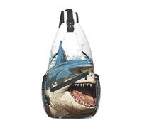 Grand Requin Blanc, Gueule Ouverte Homme Femme Sac De Poitrine Casual Crossbody Bag Léger Sacs À Dos Porté Travers pour Business Usage Quotidien Cyclisme Extérieur