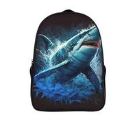 grand requin blanc mode sac à dos à la mode et durable sacs d'école 2 compartiment attaque 3d imprimé sacs d'école-16,12 ans et plus garçon et fille pour l'école les voyages les affaires