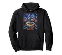 Grand Requin Blanc Portant des Lunettes Drapeau américain Sweat à Capuche