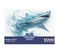 Grand Requin Blanc Puzzle 1000 Pièces Cadeau Unique Jeu Éducatif Défi Jouet À De Qualité Supérieure Peinture Art pour Adultes Et Enfants À Partir De 14 Ans 38x26cm/1000pcs