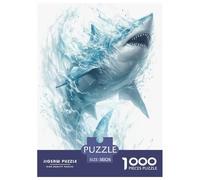Grand Requin Blanc Puzzle 1000 Pièces Cadeau Unique Jeu Éducatif Défi Jouet À De Qualité Supérieure Peinture Art pour Adultes Et Enfants À Partir De 12 Ans 38x26cm/1000pcs