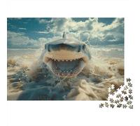 Grand Requin Blanc Puzzle 1000 Pieces Cadeau Unique Ocean Jeu Éducatif Challenge Toy À De Qualité Supérieure Peinture Art pour Adultes Enfants 1000pcs (75x50cm)