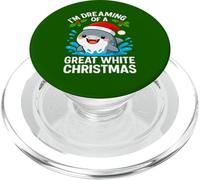 Grand Requin de Noël Blanc Amusant Père Noël Jeu de Mots Humour PopSockets PopGrip pour MagSafe