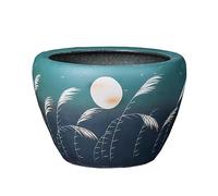 Grand réservoir d'eau cylindrique en céramique pour poissons rouges, lotus, nénuphar, jardin hydroponique (42 cm)
