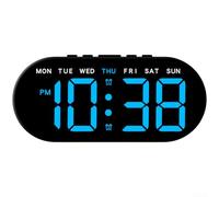 Grand réveil à écran LED avec port USB Luminosité réglable Moniteur de température ambiante Multicolore Lumière d'ambiance pour la maison et le bureau Noir (B)