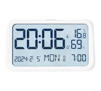 Grand réveil numérique LCD avec veilleuse, design minimaliste moderne pour chambre à coucher, table de chevet, affichage de la température, calendrier blanc