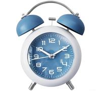 Grand réveil pour enfants avec cloche mécanique, veilleuse silencieuse, horloge de chevet pour enfants pour étudiants, dormeurs lourds, plusieurs couleurs (bleu)