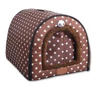 Grand rideau de porte imperméable 2 en 1 pour chien, niche d'extérieur apaisante, lavable et chaude, anti-anxiété pour animaux de compagnie (C, S - 36 x 32 x 28 cm)