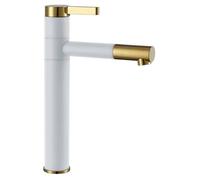 Grand Robinet Lavabo Blanc-Or Couleur Fini Laiton Salle de Bains Robinet